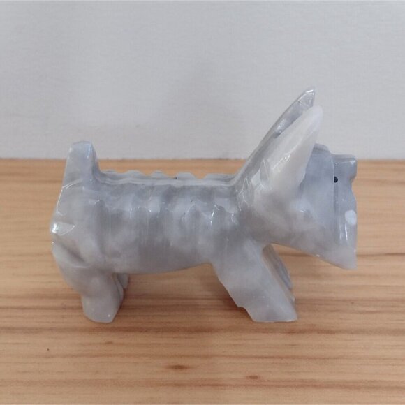 Vintage Carved Gray Onyx Stone Scottie Scotty Dog Figurine Standing - Picture 3 of 8